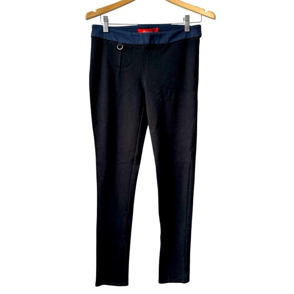 Anthropologie CARTONNIER Black Blue Polo Riding Pants Leggings Trousers